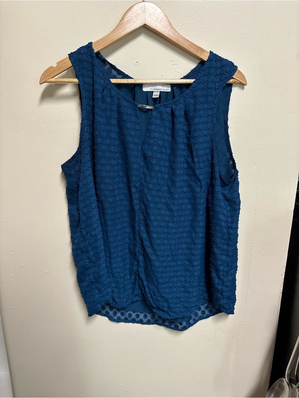 LOFT Teal Blue Sleeveless Dot-Texture Shell Top